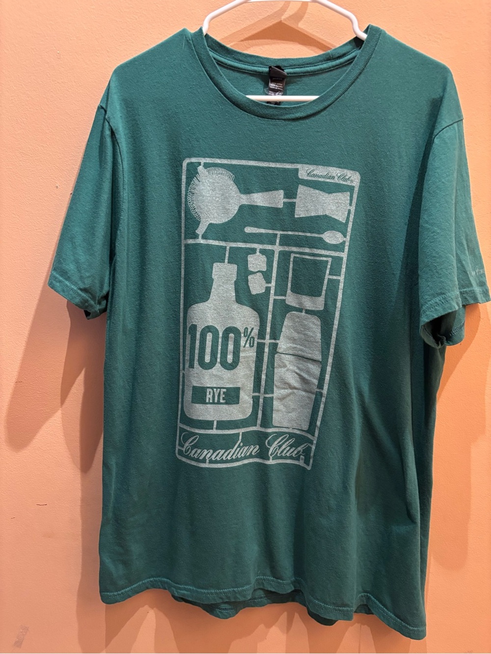 Canadian Club Rye Whisky 100% Rye Graphic Cotton T-Shirt Green Size XL